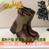 Botas de cowboy occidentales, botines, botas de montar, botines cortos de lona, colección otoño 2026 para mujer, hebilla de cinturón retro, botines cortos de motocicleta