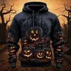 Sudadera con capucha de impresión digital 3D nueva para Halloween de calabaza, jersey casual holgado para hombre
