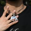 Colgante con marco de fotos personalizado, redondo, de 30 mm, con alas de ángel y diseño creativo de hip-hop europeo y americano.