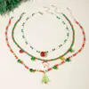 Joyería Europea y Americana Navidad Cuentas de Arroz de Colores Collar de Cuentas de Moda Papá Noel Árbol de Navidad Campana Collar Multicapa