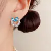 Pendientes Redondos de Perla con Forma de Corazón Azul, Suaves y Versátiles, Estilo Francés, Exquisitos y de Moda, Lujo Ligero, Diseño Simple, Pendientes para Mujer