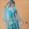 Diadema de Velos de Danza India para Adultos Pañuelo de Cabeza para Danza del Vientre Velo de Malla Tocado para Disfraz de Espectáculo Borla