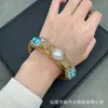 Pulsera de perla barroca natural con incrustaciones de turquesa, personalizada, de jade checo, color verde, galvanizada, venta al por mayor