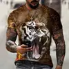 2026 Mundo Animal Tigre Bestia Camiseta de Hombre Impresa en 3D Verano Manga Corta Amazon Aliexpress Comercio Exterior
