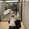 Sudadera de Cuello Redondo Hiphop de Calle Americana para Mujer en Otoño e Invierno Nueva Versátil Forrada de Polar Engrosada Holgada de Longitud Media Top de Moda