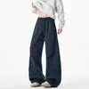 Pantalones de Chándal de Retazos para Hombre, Pantalones Casuales Plegados de Estilo Americano Desconstruido, Diseño Curvo Deportivo, Pantalones Holgados de Pierna Ancha para Primavera y Otoño