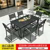 Juego de Muebles para Patio Exterior Hecho de Madera Plástica y Aleación de Aluminio, con Madera Anticorrosión para Uso Recreativo, Adecuado para Terraza de Villa, Mesa y Sillas Impermeables y Resistentes al Sol