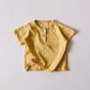 Verano Estilo Coreano Niños Nuevos Tops para Niños y Niñas Cuello Redondo Tres Botones Estilo Retro Casual Camiseta de Manga Corta 3