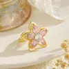 Anillo Giratorio Floral Europeo y Americano Transfronterizo, Joyería de Moda para Aliviar el Estrés, Anillo de Mariposa Elegante Incrustado con Circonita, Diseño de Anillo Popular