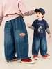 Ropa para Niños Tongbei Colección Otoño 2026: Jeans Rectos para Niños Estilo Americano, Pantalones Casuales de Moda con Etiqueta Tejida