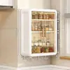 Caixa de Armazenamento de Parede, Armário de Armazenamento de Banheiro Montado na Parede à Prova de Umidade Sem Furos, Armazenamento Magnético à Prova de Poeira, Caixa de Armazenamento de Temperos para Cozinha