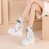 Botas de Malla Plateada con Hebilla Metálica, Estilo Nuevo de Primavera, con Aumento Oculto de Altura de 16 cm, Botas de Cuero Genuino Versátiles con Suela Gruesa para Mujer