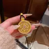 Pingente Antigo de Ouro Imitado com Inlay de Diamante Moissanita com Prato das Oito Joias para Mulheres, Colar de Lótus com Fivela de Segurança de Corda Trançada