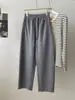 Calças de bainha larga com cordão solto escovadas femininas 26 Outono Inverno Novo Estilo Emagrecedoras Versáteis Retas Casuais Calças de Comprimento Total