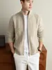 Suéter abrigo para hombre estilo 'old money' yingao, otoño e invierno, cuello alto, cremallera, holgado, manga larga, tejido de punto trenzado, cárdigan