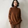 Suéter de Cachemira para Mujer con Cuello de Tortuga Medio, Color Sólido, Hombro Raglán, Holgado, Casual, Otoño e Invierno, Tejido Grueso, Cuello Alto