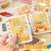 A7 Cuaderno Pequeño Oso Pudín Línea Horizontal Cuaderno de Espiral Dibujo Animado Lindo Bloc de Notas 80 Hojas Cuaderno de Línea Horizontal Diario