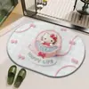 Tapete de Banheiro Fofo de Desenho Animado Hellokitt de Terra de Diatomáceas com Textura de Tricô e Aparência Adorável, Tapete de Banheiro Absorvente e Antiderrapante
