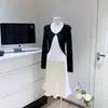 Estilo miu~Saia midi de bolinhas em linha A com temperamento saia sereia feminina saia justa ao corpo saia midi francesa saia de comprimento médio
