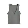 Venta al por mayor de ropa de mujer transfronteriza: Nuevo Estilo de Verano Top sin Mangas Ajustado con Cuello en V Profundo, Camiseta sin Mangas Corta de Color Sólido para Abrigo