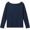 Blusa camiseta de manga larga AUDIST blanca de lyocell, sin hombros, protectora del sol, para mujer, fina, otoño 2026, hombro asimétrico, top de moda