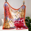 Primavera y Verano Nuevo Pañuelo Pañuelo Cuadrado para Mujer Pañuelo de Combinación de Colores de Flores Chal Pequeño Delgado Sedoso Pañuelo Protector Solar