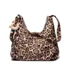 Moda Outono e Inverno 2025 Nova Bolsa Tote Estilo Retro Preguiçoso Bolsa de Ombro Casual com Estampa de Leopardo Bolsa Feminina Versão Coreana Grande Capacidade