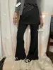 Pantalones Casuales de Pierna Ancha con Abertura Lateral, Estilo Coreano Simple Versátil Adelgazantes, Colección Otoño 2026, Té Verde con Limón, Para Mujer