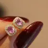 Pendientes Nuevos de Ebay Estilo Hepburn Retro Circonita de Corindón Rojo Imitación Pendientes de Lujo Accesorios para Celebración de Aniversario Venta al por Mayor