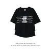 Camiseta de Manga Corta de Peso Pesado Estilo Americano de Moda para Hombre, Estampado de Verano, Nueva Marca de Moda, High Street, Corte Holgado, Blanco