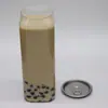 Botella de plástico PET transparente cuadrada alta de 500 ml para té de leche, botella para bebidas de jugo, fabricante personalizado al por mayor
