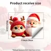 Suave Lindo Estilo Arcilla 3D Papá Noel Pequeño Reno Asomándose por la Ventana Pegatina Electrostática para Ventana Ventana de Piso a Techo de Balcón Decoración Ambiente Festivo