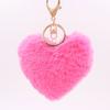 Llavero de Peluche con Forma de Corazón Rojo de Moda para Pareja, Colgante de Bola de Pelo de Conejo Sintético para Bolso, Accesorio para Coche al por Mayor