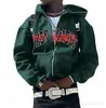Moletom de Fleece 2026 com Zíper Completo, Design Gratuito, Processamento Gratuito, Transferência Térmica 2D, Padrões de Letras Impressos em 3D