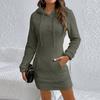 Moda Europea y Americana Otoño e Invierno 2025 Vestido Casual de Felpa con Capucha y Cordón, Ajustado, para Cadera, Elegante, Color Puro, para Mujer