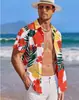 Camisas Masculinas de Manga Curta de Verão Impressas em 3D Havaianas Florais para Homens - Transfronteiriças Aliexpress Amazon Europeias e Americanas