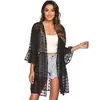 Cardigan de playa de gasa con borlas jacquard para mujer, verano 2023, transpirable, manga 3/4, blusa para nadar