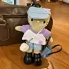 Gatito de Piernas Largas Arcoíris Cabello Largo Rizado Muñeco de Peluche Llavero Colección Lindo Moderno Colgante de Bolsa de Alta Gama