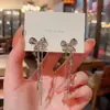 Pendientes Largos de Borla Florales Estilo Bosque de Plata S925 para Mujer, Pendientes de Botón Exquisitos de Circonita con Lazo de Lujo Ligero de Nicho