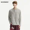 Camiseta de manga larga con diseño de rayas retro americano y cuello Henry, nueva marca moderna de primavera/otoño, top interior simple casual