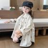 Chaqueta Camisa con Lazo para Niña Abrigo de Primavera e Invierno 2024 Nuevo Elegante Top de Moda Infantil para Niñas y Niños Pequeños