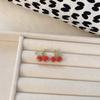 Aretes de Cereza con Aguja de Plata 925 y Cuentas de Azúcar Coreanas, Aretes con Sentido del Diseño, Estilo Ins, Estilo Fresco, Aretes Vintage Franceses para Mujer