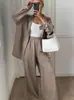 Conjunto informal perezoso de primavera y otoño nuevo, transfronterizo europeo y americano, conjunto de dos piezas de camisa de manga larga y pantalones holgados de algodón y lino