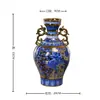Vaso Azul e Branco com Padrão de Dragão, Banhado a Ouro e Pintado a Ouro de Jingdezhen, Vaso Cerâmico de Luxo Leve Estilo Chinês Novo, Peça Decorativa para Arranjo de Flores na Sala de Estar