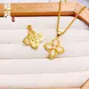 Loja de Ouro Mesmo Estilo Pedra Branca com Borda de Areia Pingente Trevo de Quatro Folhas Nova Moda Luxo Leve Temperamento Pingente em Forma de Diamante Joia