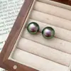 Pendientes de botón de plata S999 con perla verde aurora para mujer 2026 Nuevo estilo popular Verde pavo real Alto nivel Lujo ligero Sensación noble