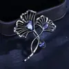 Broche de Folha de Ginkgo Feminino High-end Luxo Temperamento High-end Sense Moda de Nicho Alfinete de Folha Corsage Anti-luz Vintage