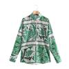 2022 AliExpress ebay primavera y otoño nuevo estilo europeo y americano solapa manga larga cárdigan posicionamiento geométrico camisa estampada mujer