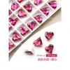 Rinestona para Uñas Tendencia Popular Súper Brillante Ilusión Aurora Corazón Inclinado Grande y Pequeño Rinestona Corazón Melocotón Tendencia Rinestona para Uñas Venta al por Mayor