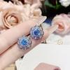 Traje de gema rosa espumoso Cameliia original chapado en oro rosa collar de anillo de circón rosa para mujer